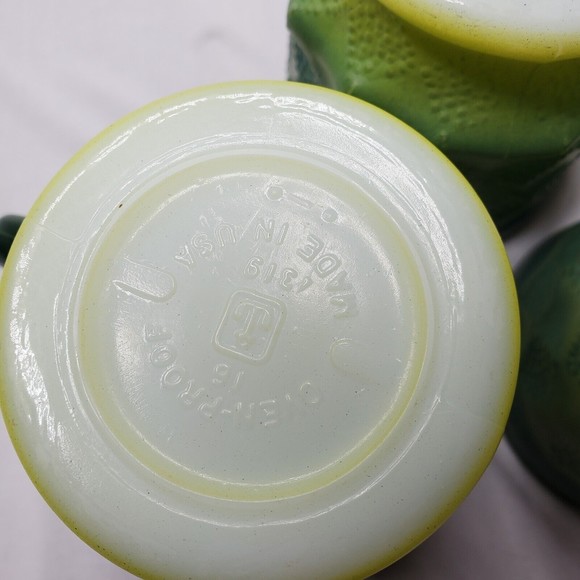MCM FIRE KING Green Kimberly Mugs Cups Anchor Hocking Diamond Argyle Ombre 3 Set - Picture 6 of 13